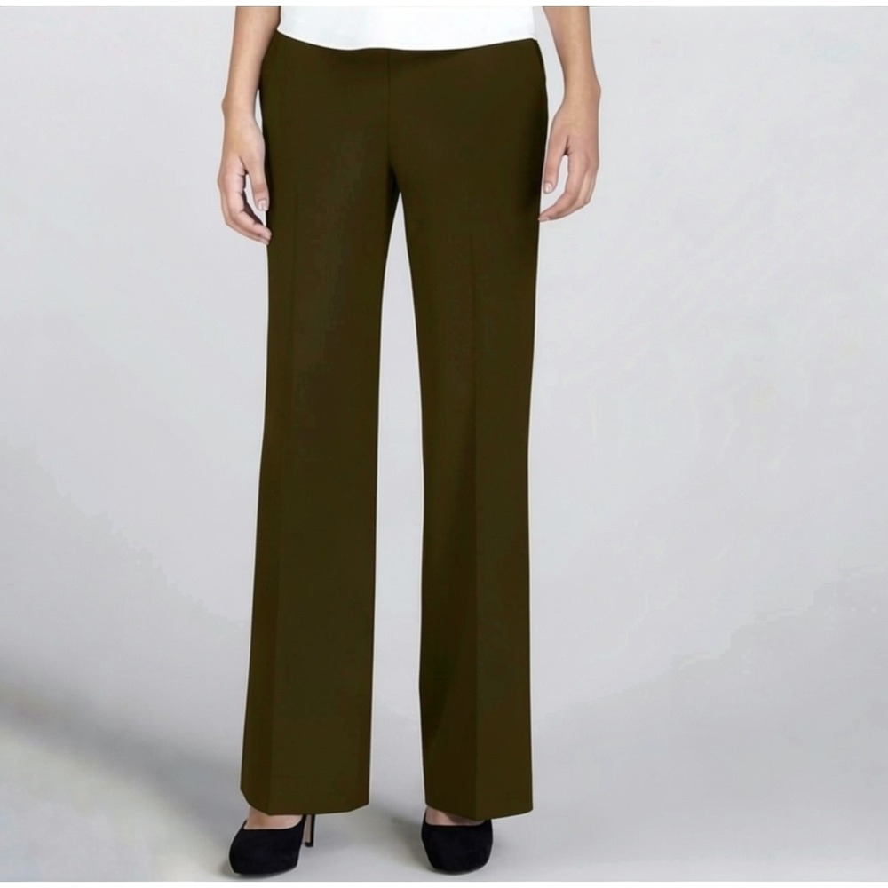 Lafayette 148 New York‎ Waverly Virgin Wool Wide Leg Pants Brown Size 12